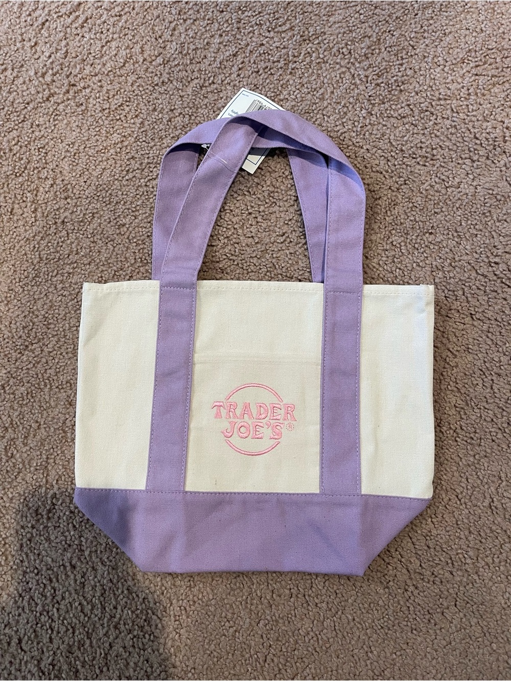 Trader Joe's Trendy Mini Pastel Canvas Tote Bag Limited Edition